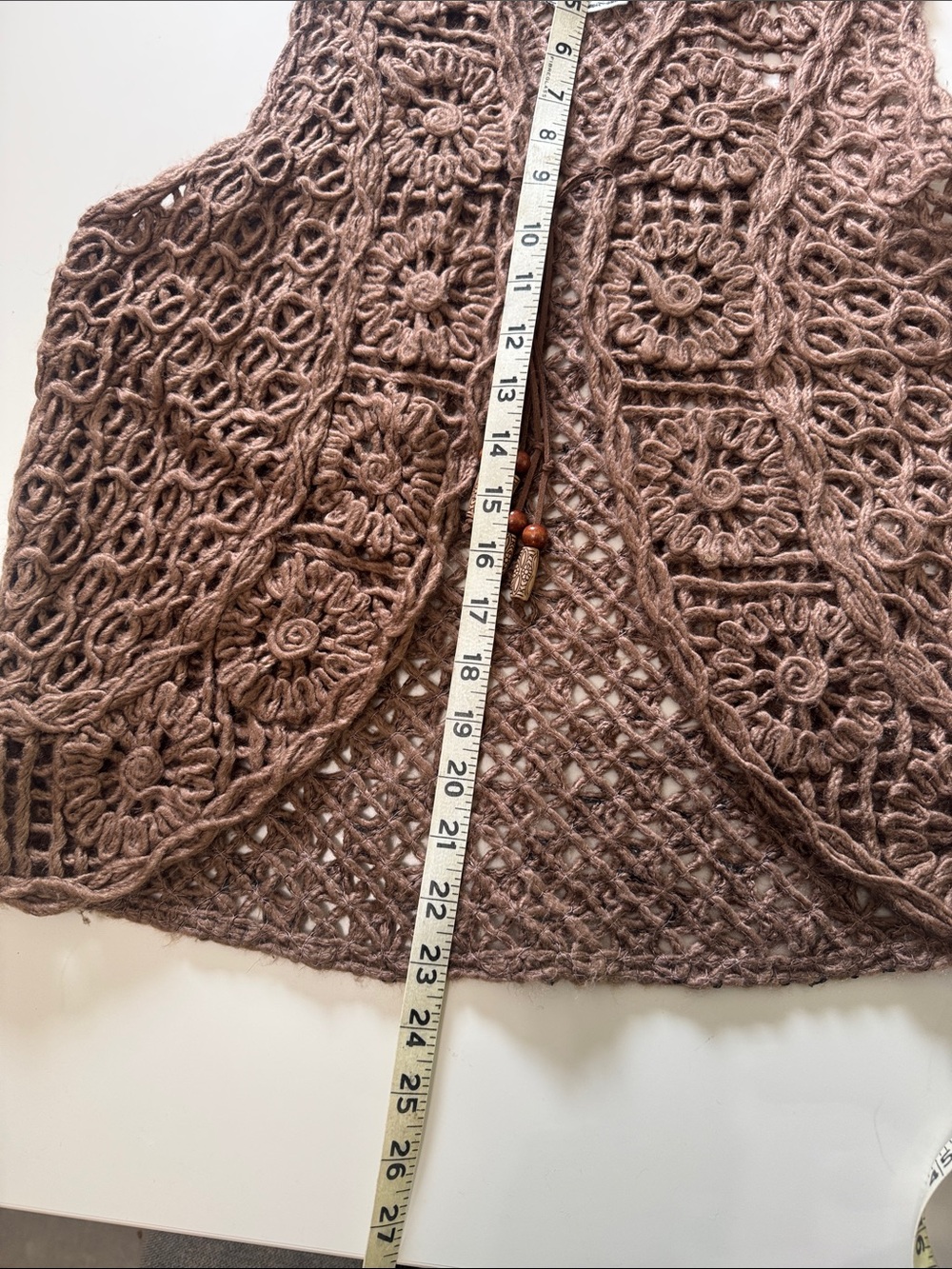 Scrapbook Brown Crochet Vest with Bead Trim - Picture 6 of 7